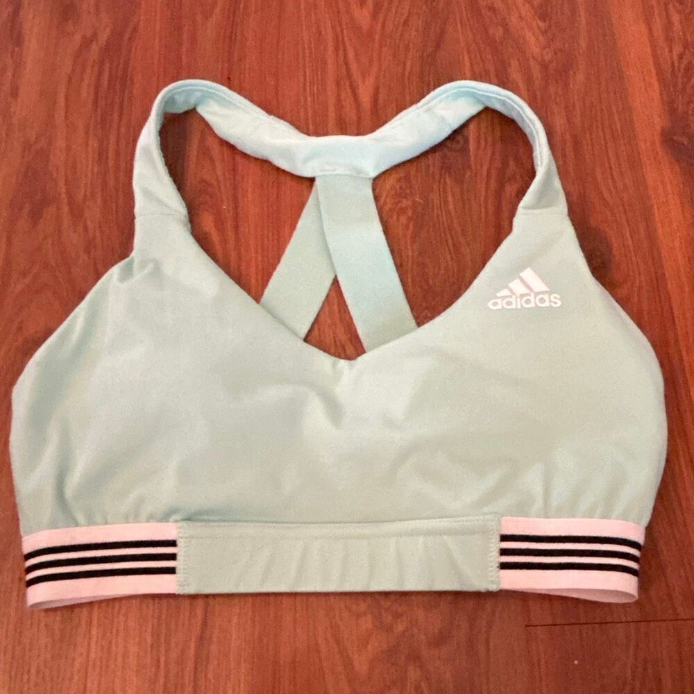 Adidas seafoam green fitness bra top athletic top sports bra xs